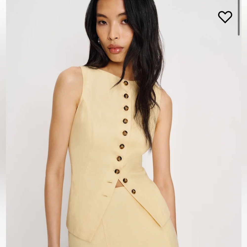 Reformation Yellow Linen Lina Vest